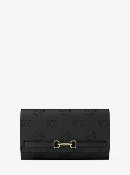 Carson Large Logo Debossed Wallet Black Black