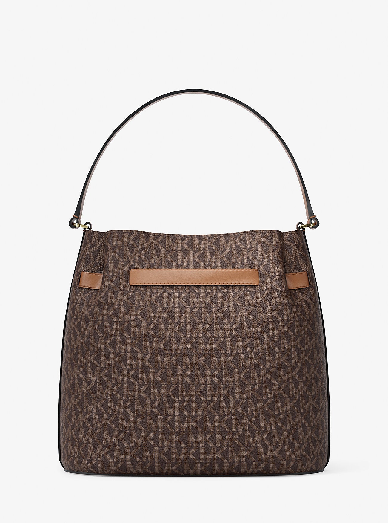 Carson Medium Signature Logo Convertible Bucket Crossbody Bag Brown Brown