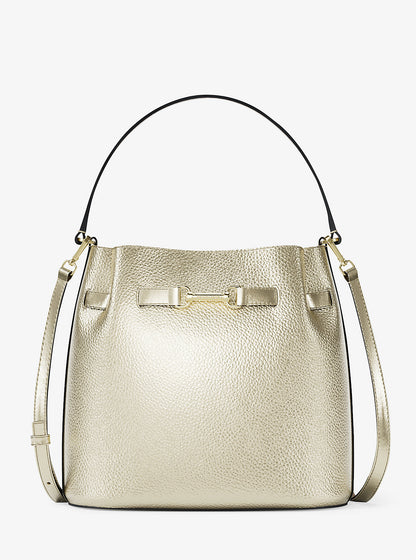 Carson Medium Metallic Convertible Bucket Crossbody Bag Pale Gold Pale Gold