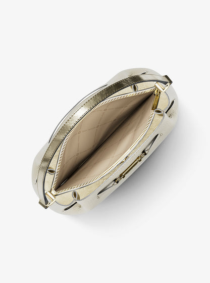 Carson Medium Metallic Convertible Bucket Crossbody Bag Pale Gold Pale Gold