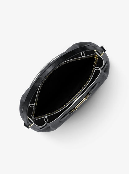 Carson Medium Pebbled Leather Convertible Bucket Crossbody Bag Black Black