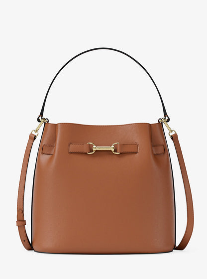 Carson Medium Pebbled Leather Convertible Bucket Crossbody Bag Luggage Luggage