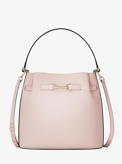 Carson Medium Pebbled Leather Convertible Bucket Crossbody Bag Powder Blush Powder Blush