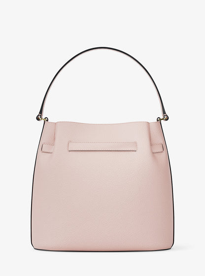 Carson Medium Pebbled Leather Convertible Bucket Crossbody Bag Powder Blush Powder Blush