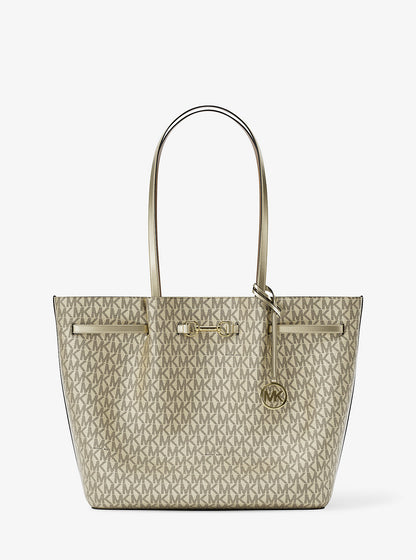 Carson Large Metallic Signature Logo Tote Bag Pale Gold Pale Gold