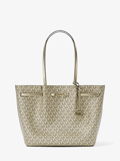 Carson Large Metallic Signature Logo Tote Bag Pale Gold Pale Gold