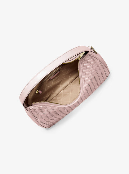 Nayla Medium Woven Shoulder Bag Powder Blush Powder Blush