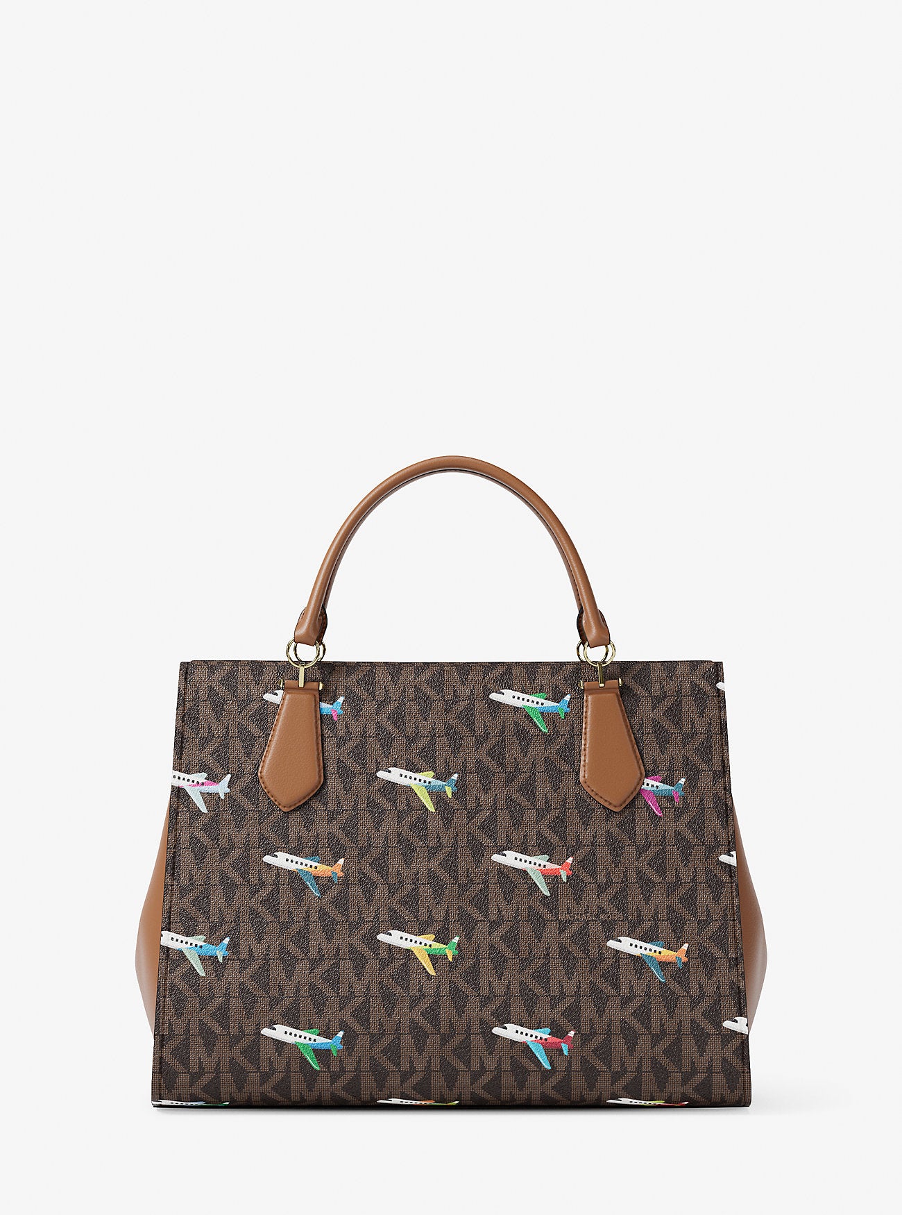 Marilyn Medium Printed Signature Logo Satchel Brown Brown