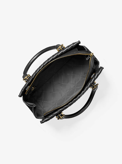 Marilyn Medium Woven Satchel Black Black