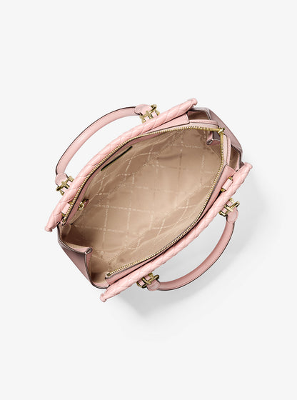 Marilyn Medium Woven Satchel Powder Blush Powder Blush