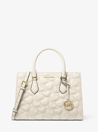 Sheila Medium Heart Embroidered Satchel Lt Cream Lt Cream
