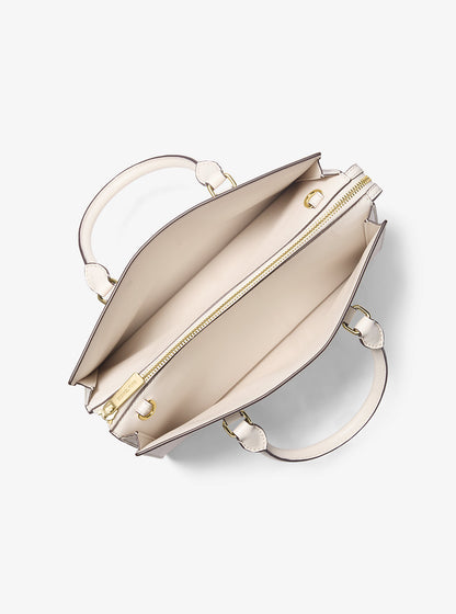 Sheila Medium Heart Embroidered Satchel Lt Cream Lt Cream