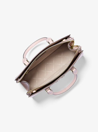 Sheila Medium Heart Embroidered Satchel Powder Blush Powder Blush