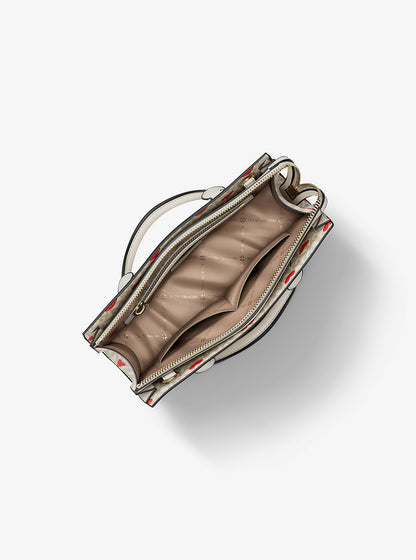 Sheila Small Embellished Signature Logo Satchel Lt Crm Multi Lt Crm Multi