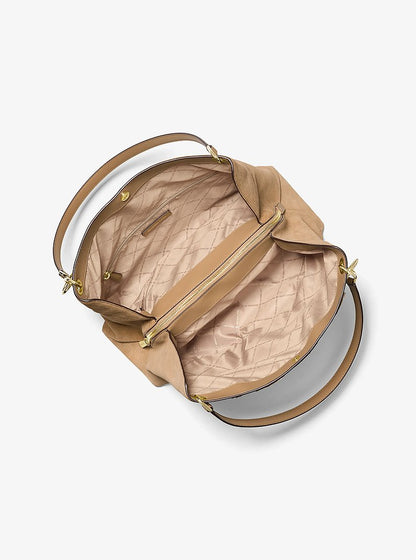 Christina Large Suede Shoulder Bag Camel Camel