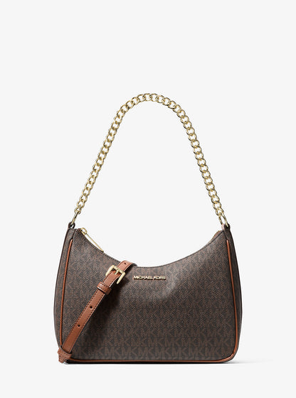 Jet Set Travel Large Signature Logo Convertible Crossbody Bag Brown Brown