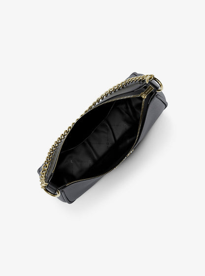 Jet Set Large Pebbled Leather Convertible Crossbody Bag Black Black