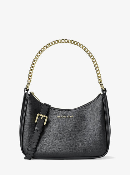 Jet Set Large Pebbled Leather Convertible Crossbody Bag Black Black