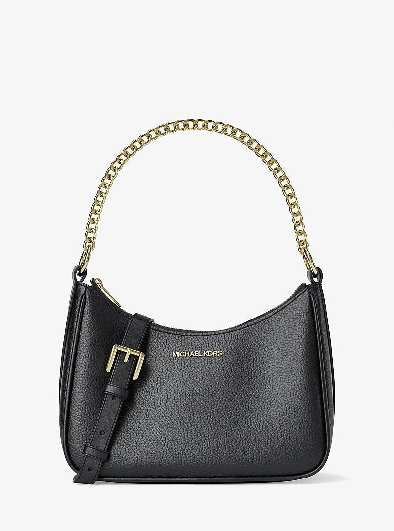 Jet Set Large Pebbled Leather Convertible Crossbody Bag Black Black