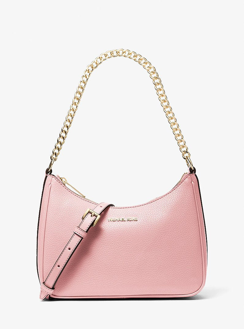 Jet Set Large Pebbled Leather Convertible Crossbody Bag Powder Blush Powder Blush