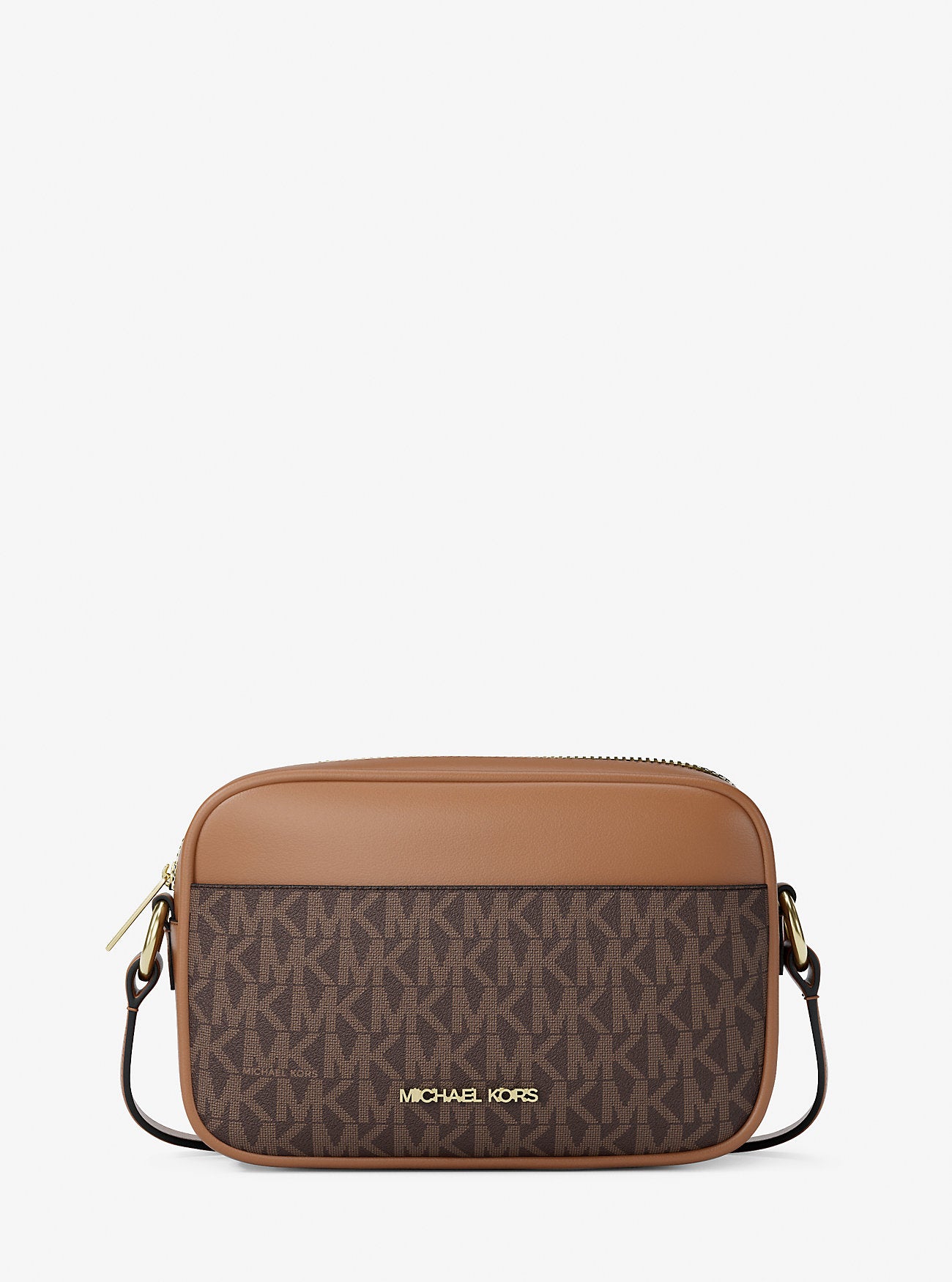 Jet Set Small Signature Logo Camera Crossbody Bag Brown Brown