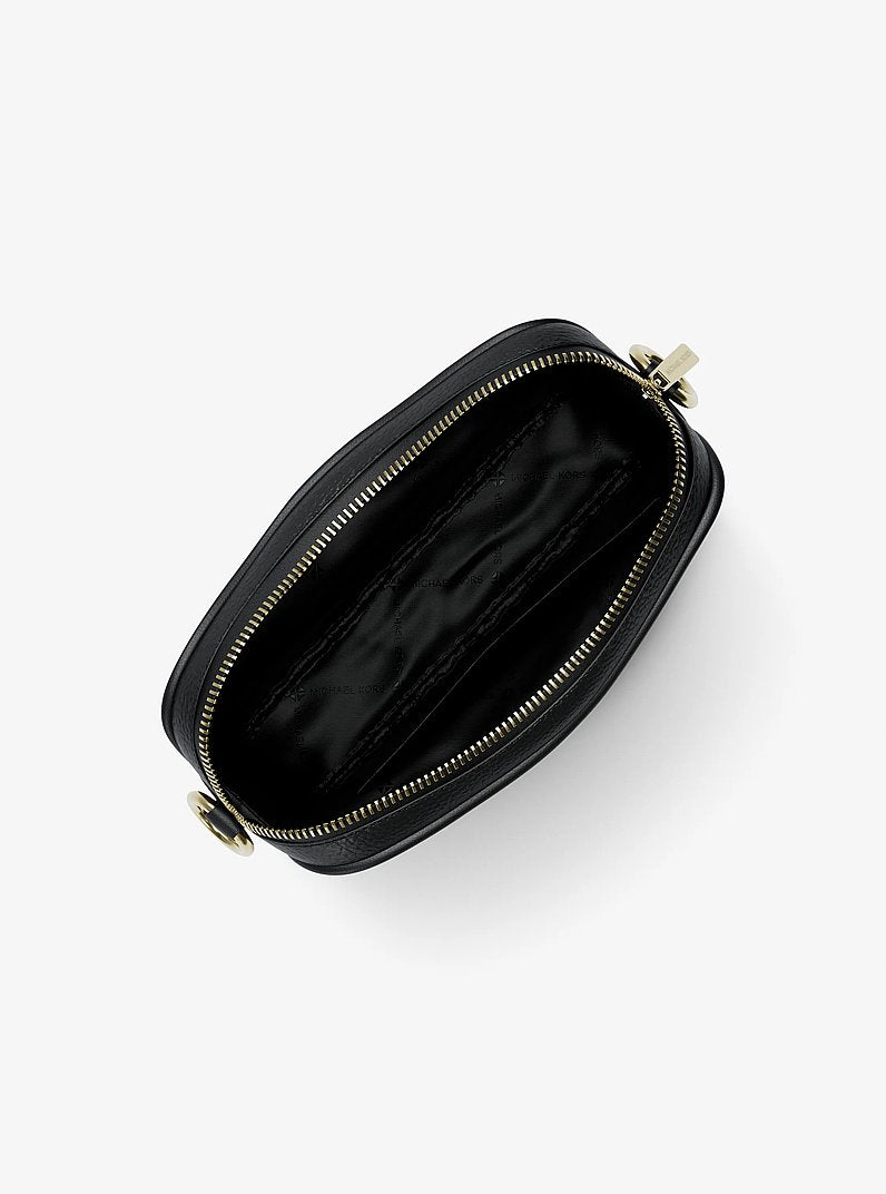 Jet Set Small Pebbled Leather Camera Crossbody Bag Black Black