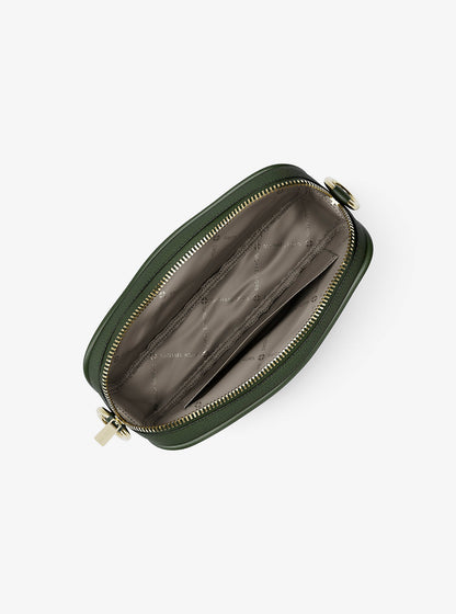 Jet Set Small Pebbled Leather Camera Crossbody Bag Moss Moss