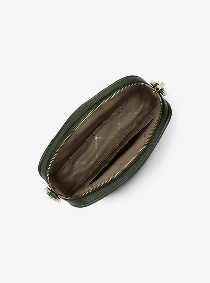 Jet Set Pebbled Leather Camera Crossbody Bag Moss Moss