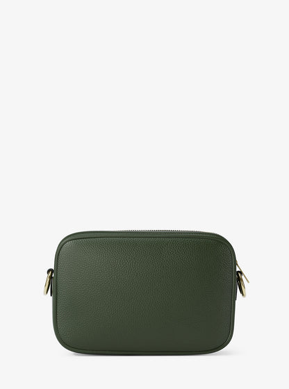 Jet Set Pebbled Leather Camera Crossbody Bag Moss Moss