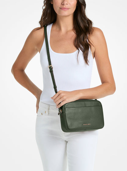 Jet Set Pebbled Leather Camera Crossbody Bag Moss Moss