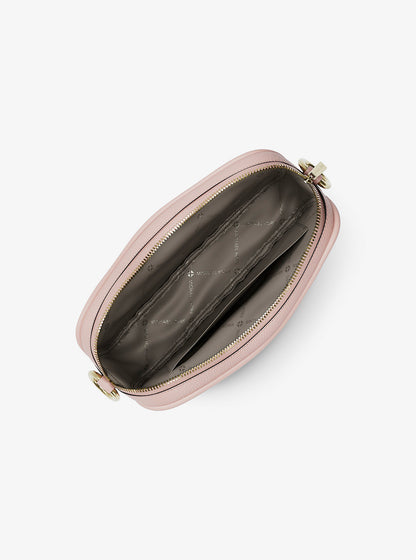 Jet Set Large Pebbled Leather Camera Crossbody Bag Powder Blush Powder Blush