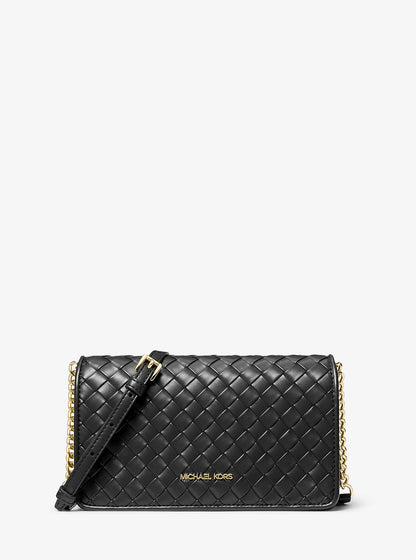 Jet Set Medium Woven Crossbody Bag Black Black