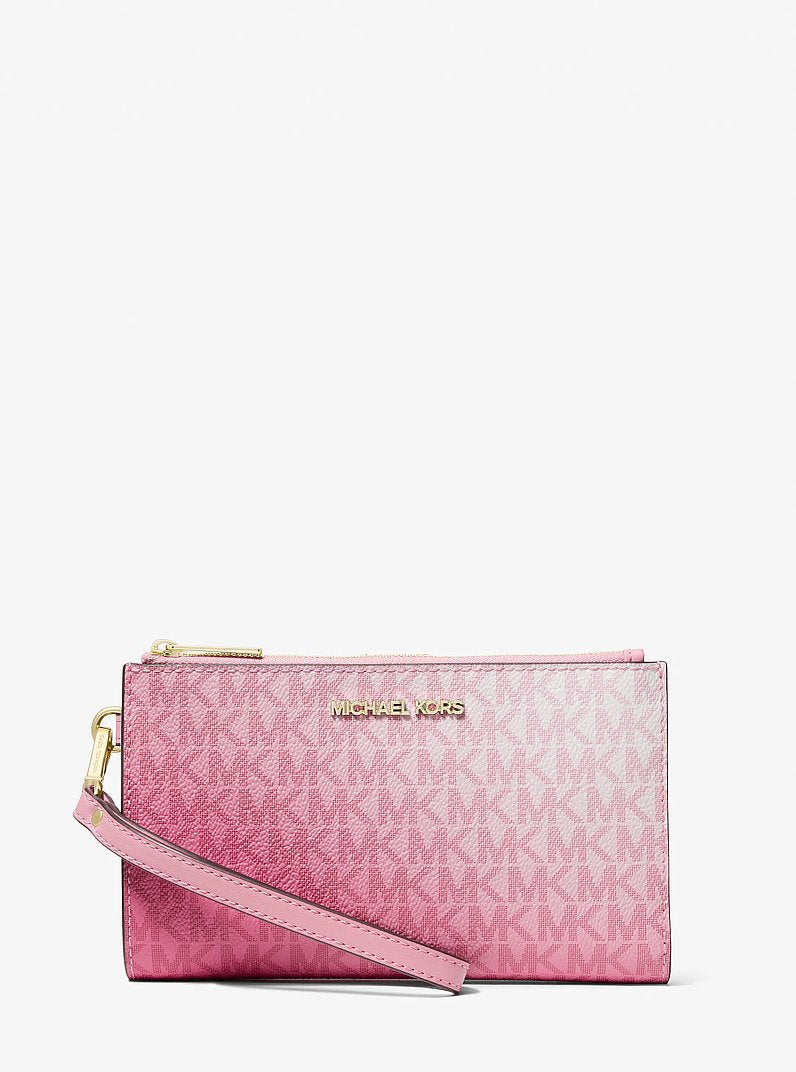 Jet Set Large Ombre Signature Logo Wristlet Carnation Carnation