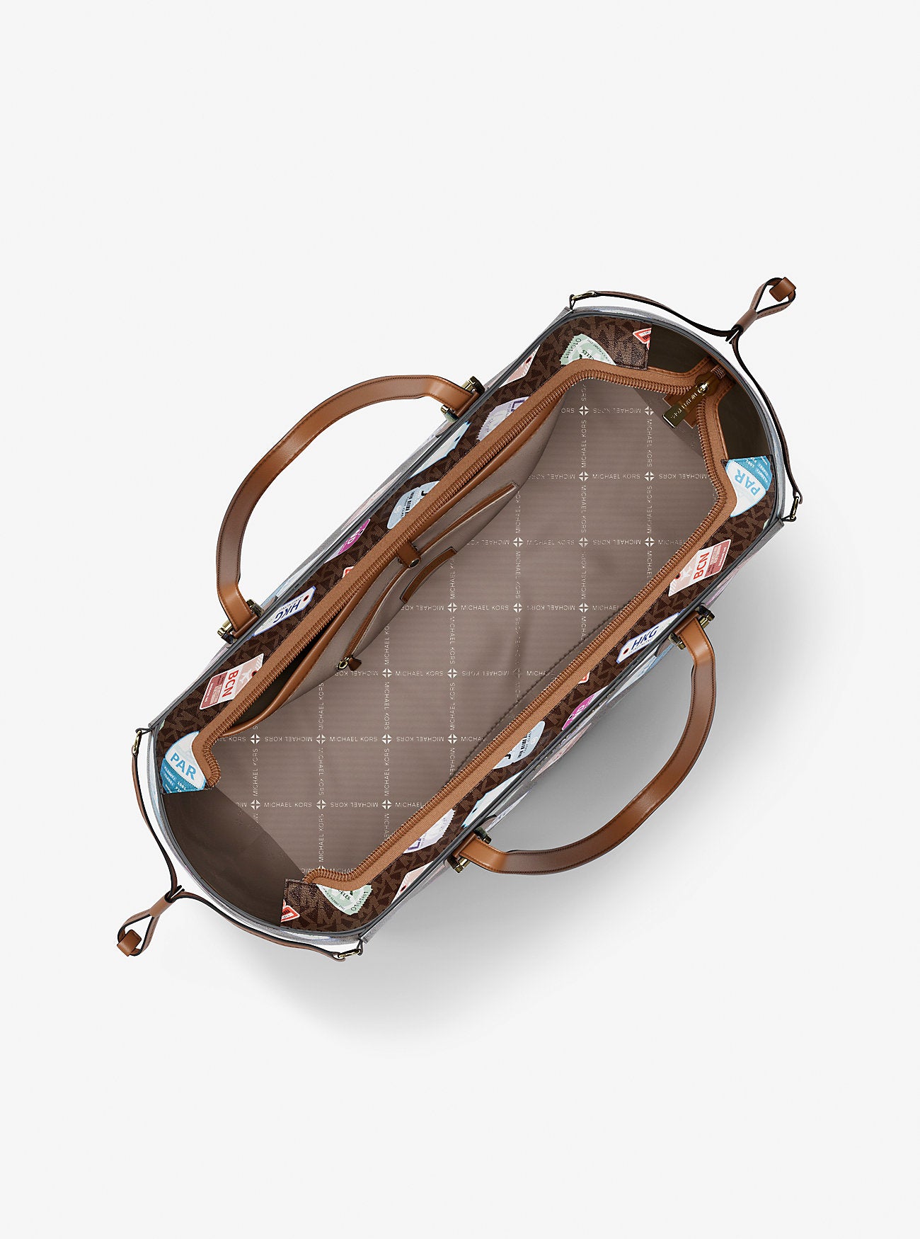 Voyager Large Printed Signature Logo Tote Bag Brown Brown