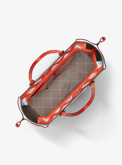 Voyager Large Printed Signature Logo Tote Bag Dk Sangria Dk Sangria