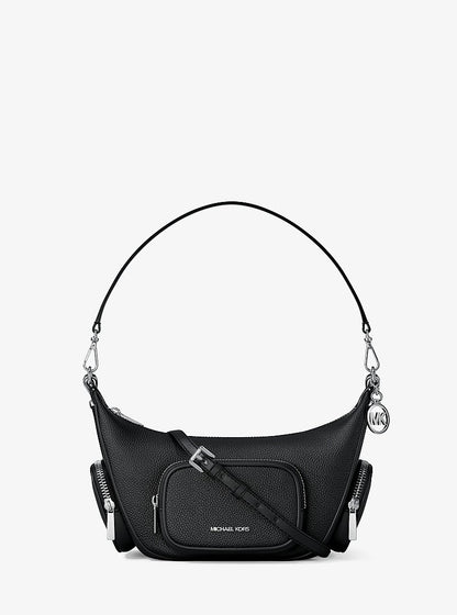 Merritt Small Pebbled Leather Convertible Crossbody Bag Black Black