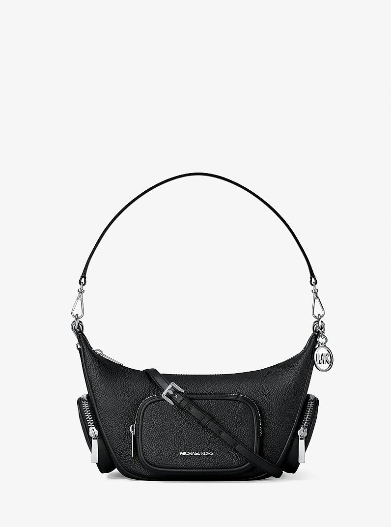 Merritt Small Pebbled Leather Convertible Crossbody Bag Black Black