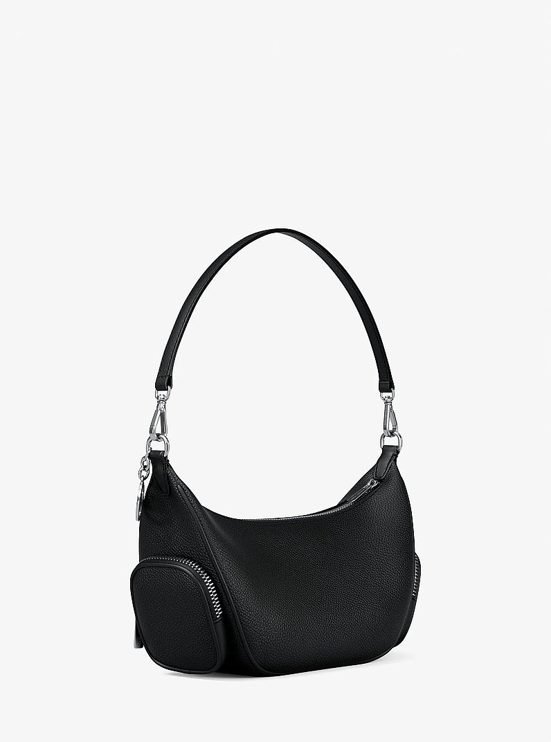 Merritt Small Pebbled Leather Convertible Crossbody Bag Black Black