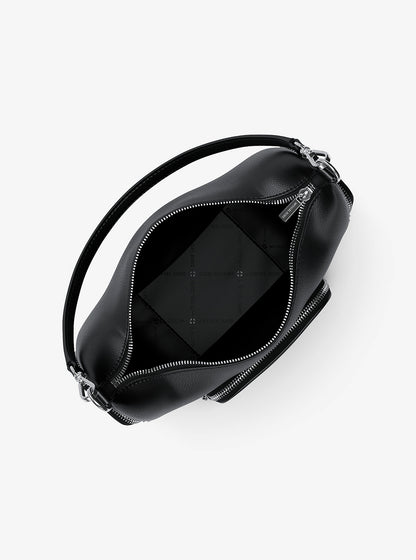 Merritt Medium Pebbled Leather Convertible Shoulder Bag Black Black