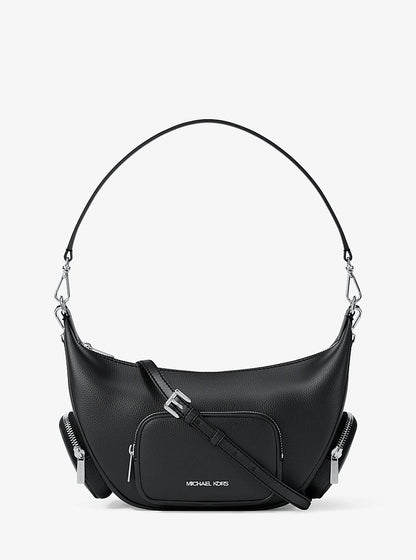 Merritt Medium Pebbled Leather Convertible Shoulder Bag Black Black