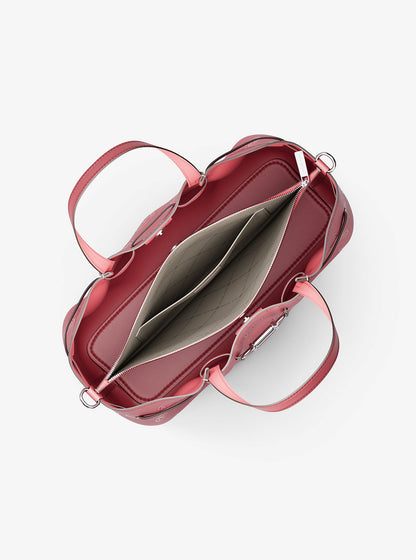 Carson Medium Logo Debossed Satchel Hibiscus Hibiscus