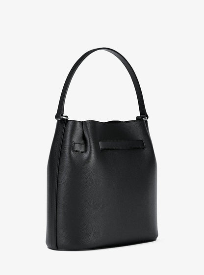 Carson Medium Pebbled Leather Convertible Bucket Crossbody Bag Black Black