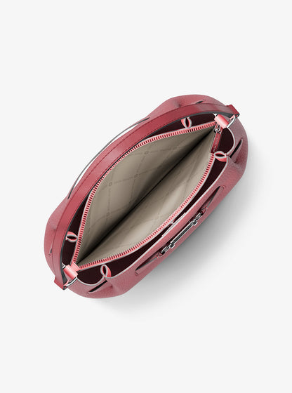 Carson Medium Pebbled Leather Convertible Bucket Crossbody Bag Hibiscus Hibiscus