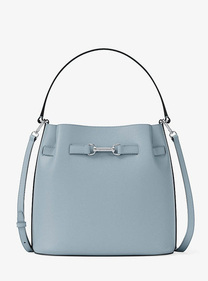 Carson Medium Pebbled Leather Convertible Bucket Crossbody Bag Pale Ocean Pale Ocean