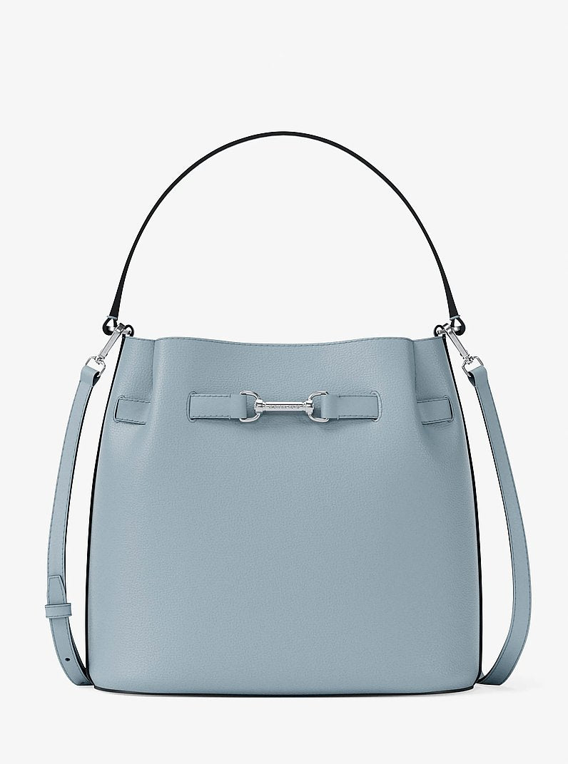 Carson Medium Pebbled Leather Convertible Bucket Crossbody Bag Pale Ocean Pale Ocean