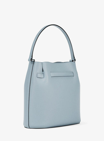 Carson Medium Pebbled Leather Convertible Bucket Crossbody Bag Pale Ocean Pale Ocean