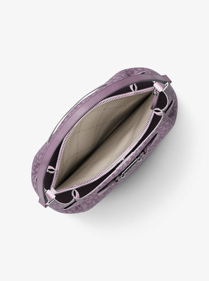 Carson Medium Signature Logo Convertible Bucket Crossbody Bag Lt Quartz Lt Quartz