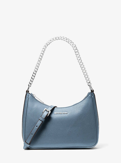 Jet Set Large Pebbled Leather Convertible Crossbody Bag Denim Denim
