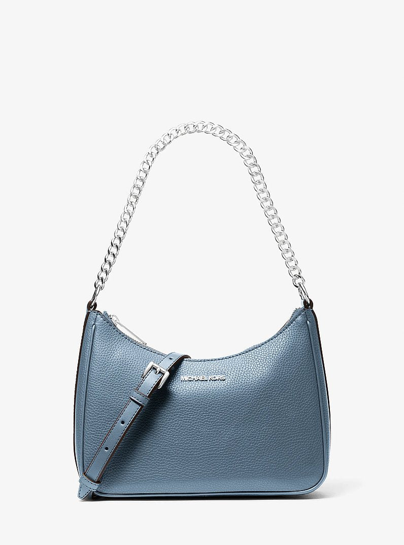 Jet Set Large Pebbled Leather Convertible Crossbody Bag Denim Denim