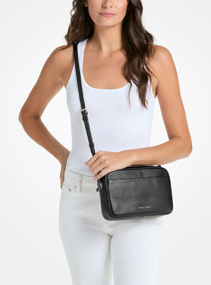 Jet Set Pebbled Leather Camera Crossbody Bag Black Black